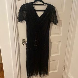 BABEYOND Art Deco Fringed Sequin Dress Roaring 20s Flapper Costume Dress
